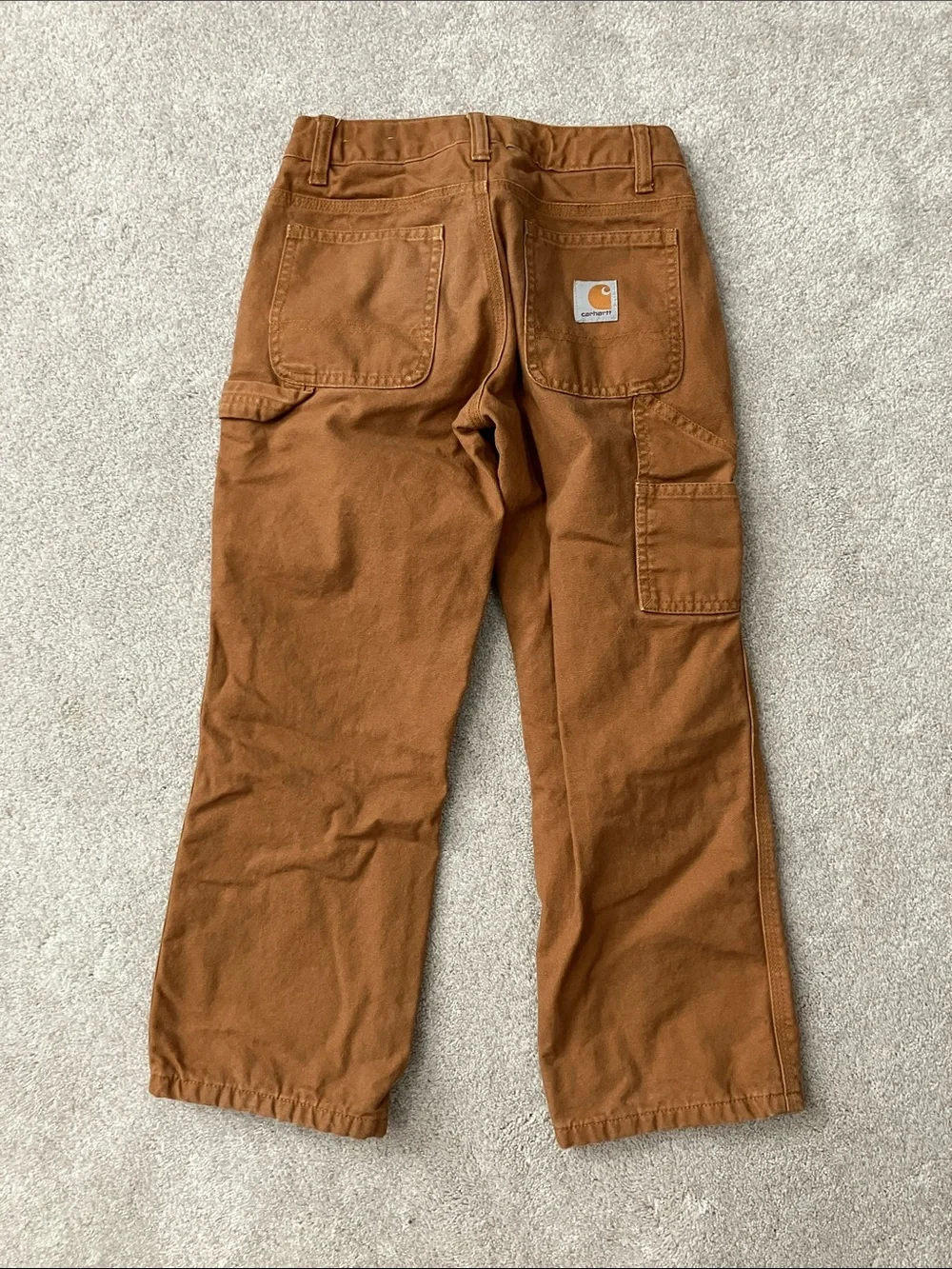 Carhartt Boys Brown Casual Cotton Pants with Plaid Cuff